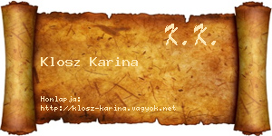 Klosz Karina névjegykártya